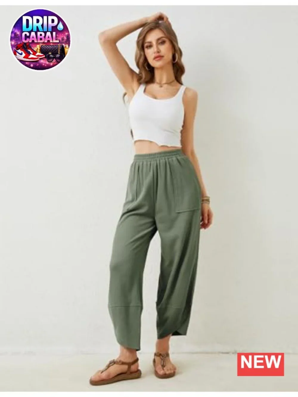 Baggy Wide Leg Harem Pants High Rise Sweatpants with Pockets Casual Lounge